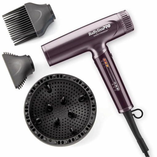 BabylissPRO® Nano Titanium Secador de pelo profesional nano ligero iónico (púrpura) - Image 2