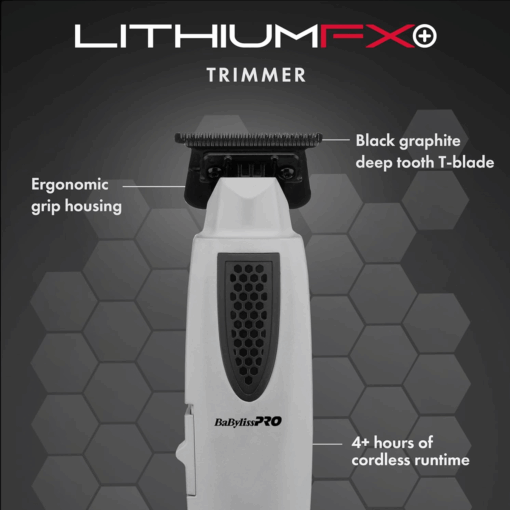 BaByliss PRO LithiumFX+ Recortadoras de pelo ergonómicas inalámbricas con hoja en T gris FX773NGY - Image 3