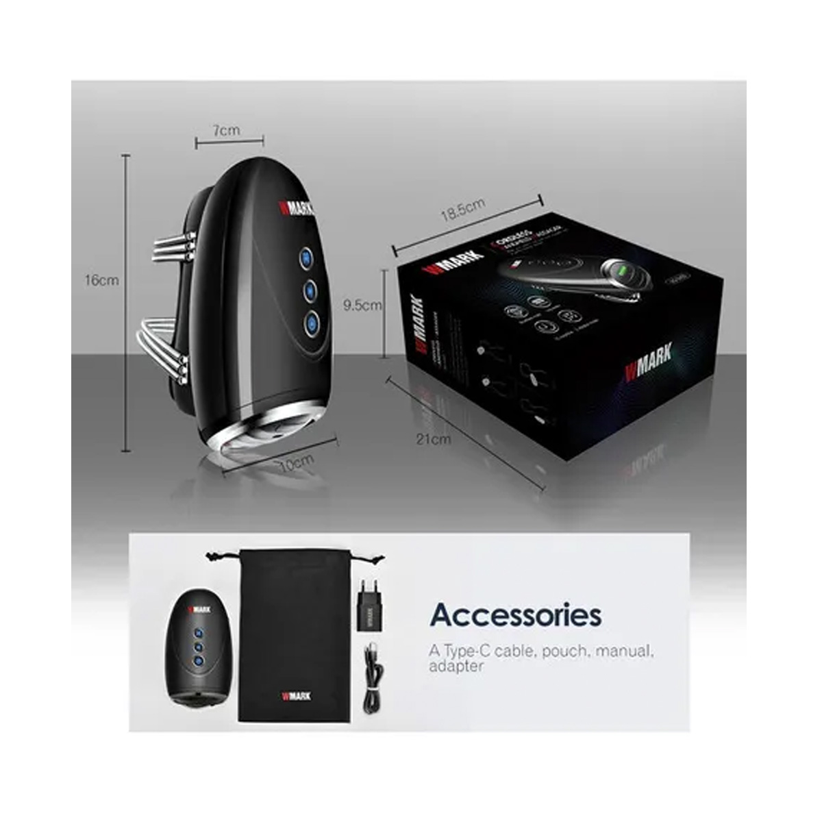 Masajeador portátil Wmark Professional Barber Sm001, color gris oscuro, 110 V/220 V - Image 3