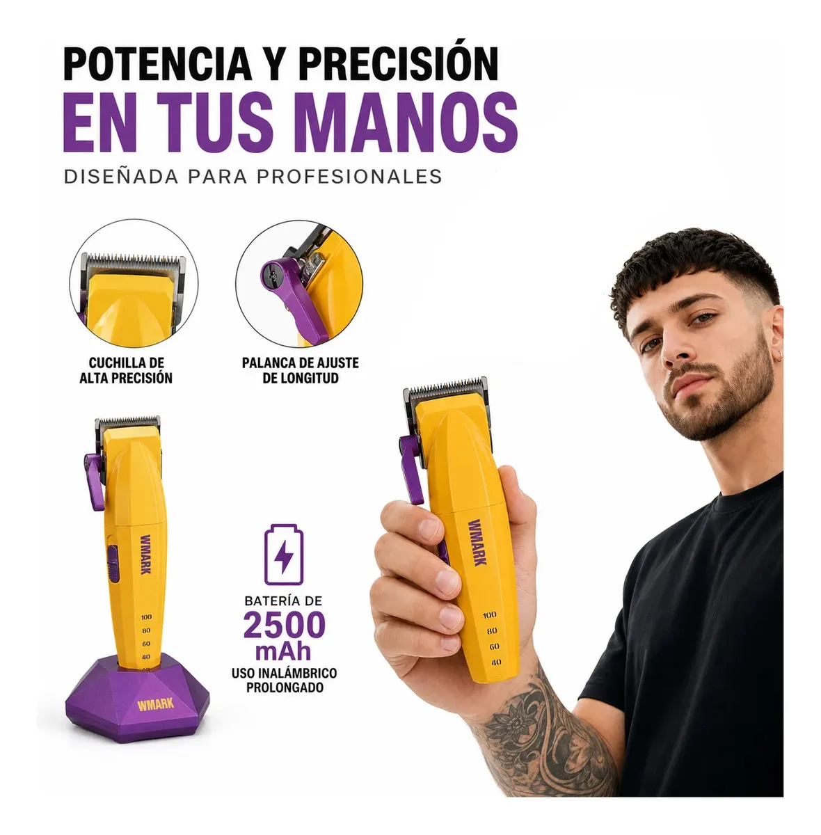 Combo Wmark NG-8636 Clipper y Trimmer Inalambrico - Imagen 6