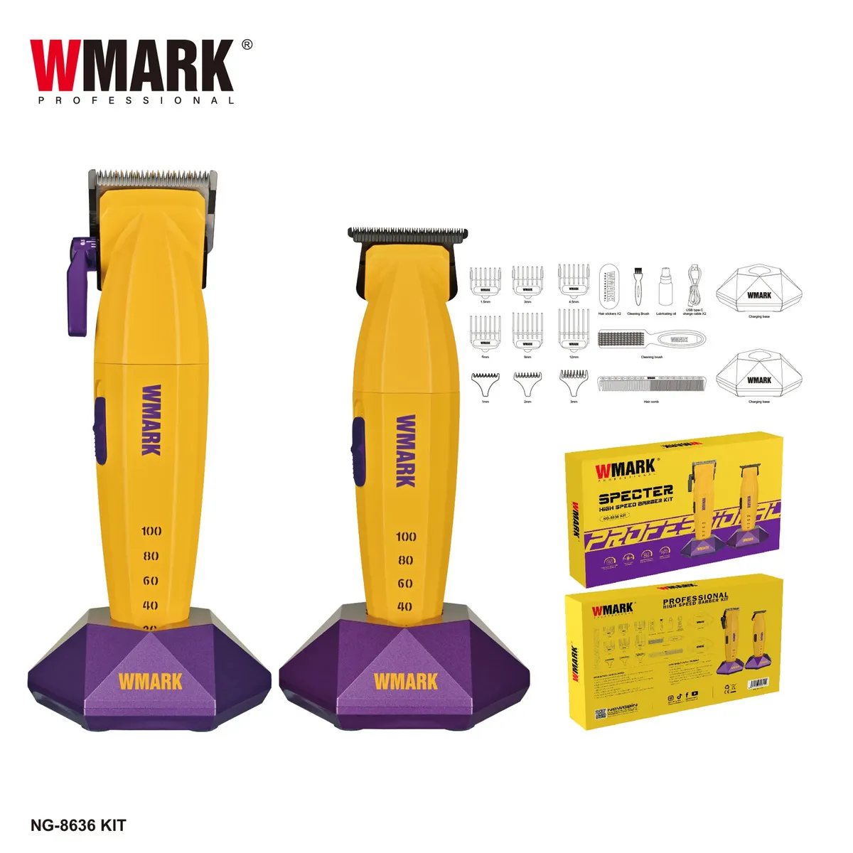 Combo Wmark NG-8636 Clipper y Trimmer Inalambrico - Imagen 4
